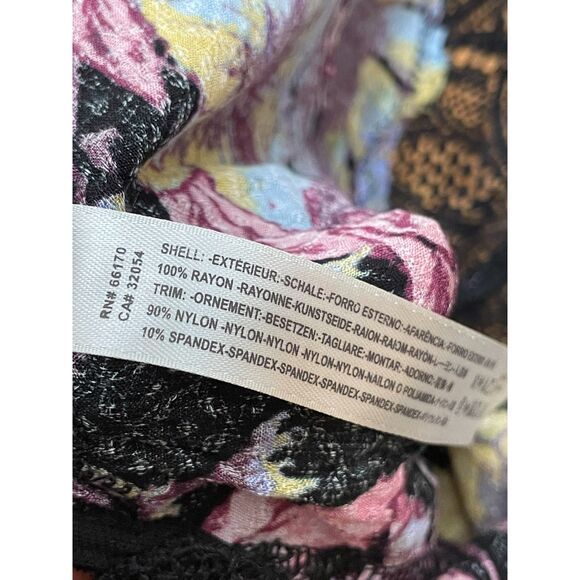 Free People Marsha Women's Dress Slip Lace Handkerchief Hem Boho S Black Floral - Picture 4 of 7